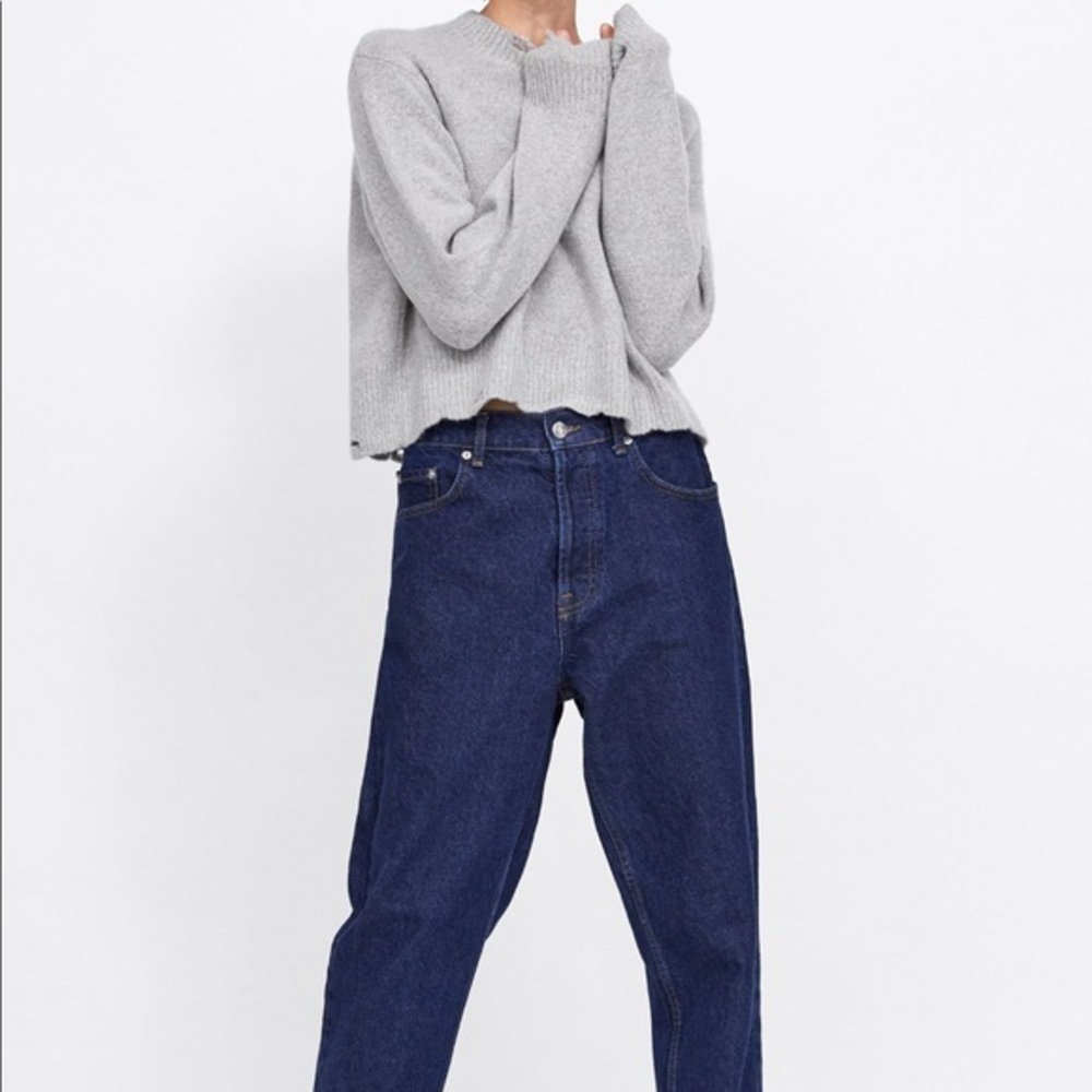 Zara Grey Distressed Look Sweater